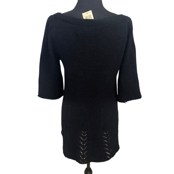 NWT Max Studio Black Knit Long Fit and Flare Sweater Tunic Top Retail $118 City - Picture 3 of 10